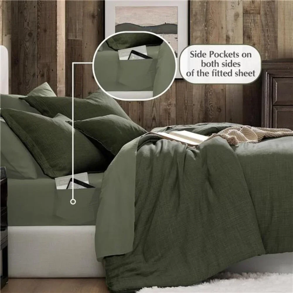 King Comforter Set - 7 Pieces Comforter King Size, Soft Solid Bedding Set